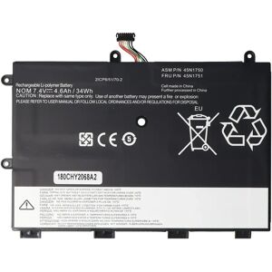 AccuCell Accu geschikt voor Lenovo ThinkPad Yoga 11e, 45N1751, Li-Polymer, 7.4V, 4600mAh, 34.0Wh, ingebouwd