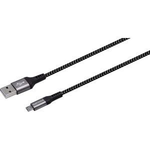Philips USB Kabel 2.0 - DLC5204U/00 - USB-A - Micro USB - Lengte: 1,2 Meter - Nylon - Zwart Zwart
