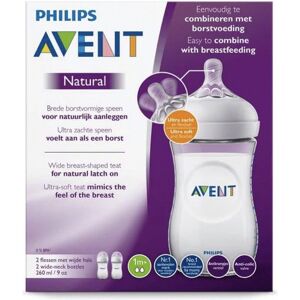 Philips Avent SCF033/27 - Natural babyfles - 1m+ - Langzame toevoer (2 stuks)
