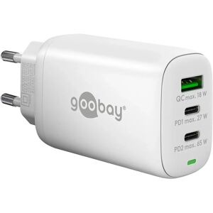 Goobay USB-C™ PD 3-weg multiport snellader (65 W) wit - 2x USB-C™ poorten (Power Delivery) en 1x USB
