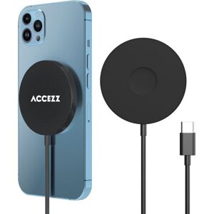 Accezz Draadloze Oplader - Geschikt voor MagSafe - Snellader 15W - USB C Oplader Kabel - Wireless Fast Charger Geschikt voor iPhone 12/13/14/15/16– Zwart