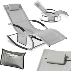 Merkloos SoBuy OGS28-HG - Tuinstoel - Grijze Schommelstoel met Verstelbare Hoofdsteun