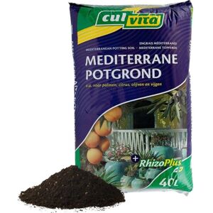 Culvita - Mediterrane Potgrond 40 Liter inclusief RhizoPlus - potgrond mediterrane planten o.a. geschikt voor olijfbomen, citrus en palmen