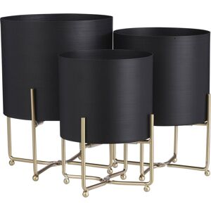 Mica Decorations Aries - Bloempot op Standaard - Set van 3 H32 xØ24 cm - Zwart (set van 3)