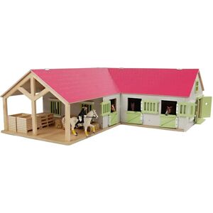 Kids Globe Globe Paardenhoekstal met 3 Boxen en Berging Roze 1:24