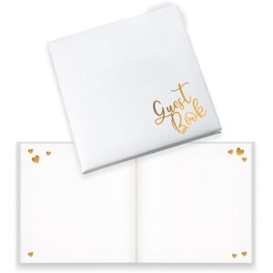 Feestbazaar Guest Book Bruiloft Goud/Wit (22x22cm)