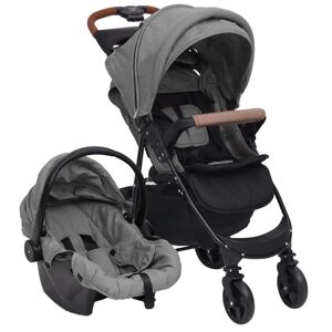 vidaXL Kinderwagen 3-in-1 staal lichtgrijs