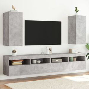 vidaXL Tv-wandmeubels met LED 2 st 30,5x35x70 cm betongrijs