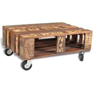 vidaXL Salontafel met 4 wielen gerecycled hout