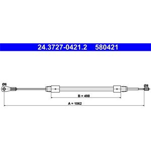 Ate Kabel, Parkeringsbremse, Bakre Venstre, Mercedes-Benz A-Klass [W168], 168 420 14 85, A 168 420 14 85