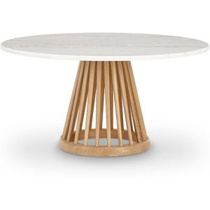 Tom Dixon Fan Large Natural Side Table, Rund Toppskiva I Marmor Ø90 - Vit