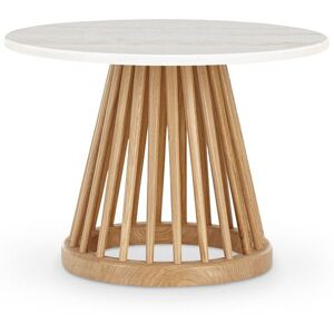 Tom Dixon Fan Small Natural Side Table, Rund Toppskiva I Marmor Ø60 - Vit