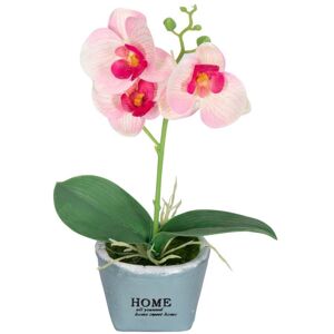 Home-tex Kunstig orkidé - Høyde 26 cm - Vakre rosa blomster - Kunstig potteplante