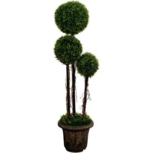 Home-tex Kunstig buksbom - Høyde 120 cm - Formklippet runde og med flotte blader - Kunstig plante