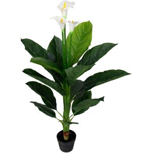 Home-tex Kunstig plante - Høyde 120 cm - Dekorativ Calla med tre vakre hvite blomster