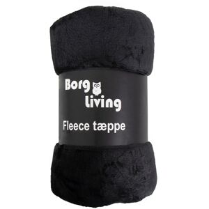 Borg Living Fleeceteppe - Sort - 150x200 cm - Mykt og deilig sofateppe