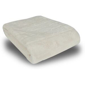 Nordstrand Home Pledd i fuskepels - 135x190 cm - Hvit med striper - Mykt teppe fra