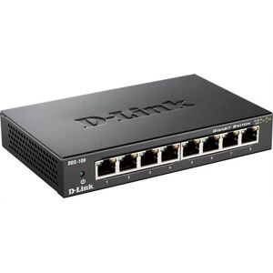 D-Link Dgs-108, 8-Port Gigabit Ethernet Switch, Metall, Svart