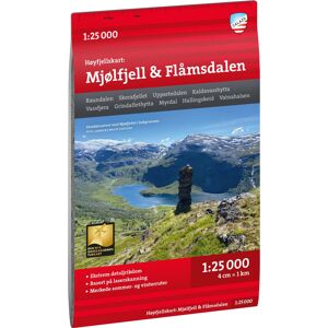 Calazo förlag Høyfjellskart Mjølfjell & Flåmsdalen 1:25 000 NoColour OneSize