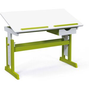 Pijii skrivebord 1 skuff, justerbar hvit, grønn.