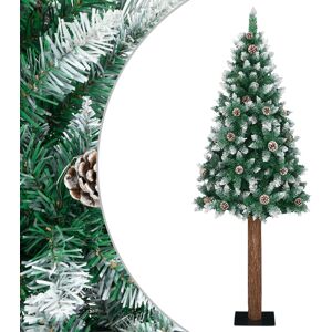 vidaXL Slankt juletre med ekte tre og hvit snø grønn 210 cm
