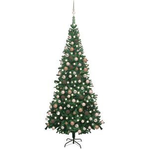 vidaXL Forhåndsbelyst kunstig juletre med kulesett L 240 cm grønn