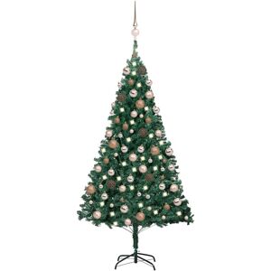 vidaXL Forhåndsbelyst kunstig juletre med kulesett grønn 120 cm PVC