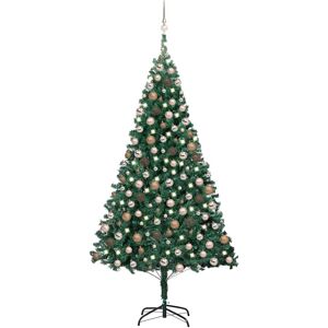 vidaXL Forhåndsbelyst kunstig juletre med kulesett grønn 240 cm