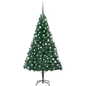 vidaXL Forhåndsbelyst kunstig juletre med kulesett grønn 120 cm PVC