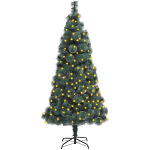 vidaXL Forhåndsbelyst kunstig juletre med stativ grønn 150 cm PET