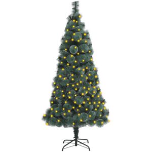 vidaXL Forhåndsbelyst kunstig juletre med stativ grønn 180 cm PET