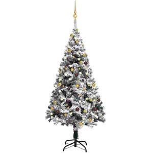 vidaXL Forhåndsbelyst kunstig juletre med kulesett grønn 150 cm PVC