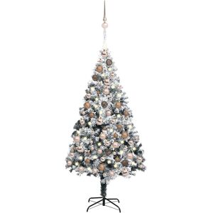 vidaXL Forhåndsbelyst kunstig juletre med kulesett grønn 180 cm PVC