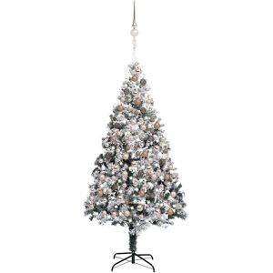 vidaXL Forhåndsbelyst kunstig juletre med kulesett grønn 210 cm PVC