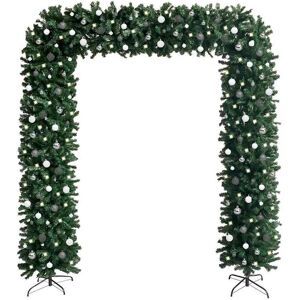 vidaXL Julebue med LED og kulesett 240 cm grønn