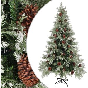 vidaXL Juletre med kongler grønn og hvit 195 cm PVC og PE