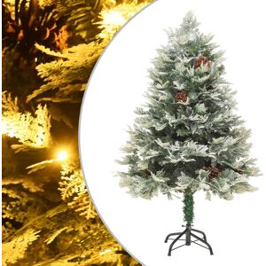 vidaXL Forhåndsbelyst juletre med kongler grønn 120 cm PVC og PE