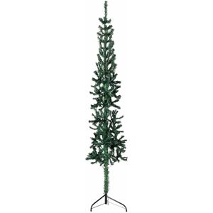 vidaXL Kunstig halvt juletre med stativ slankt grønn 210 cm