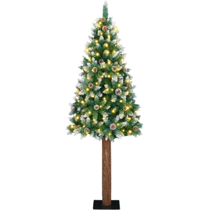 vidaXL Slim juletre med 300 LED-er Grønn 210 cm PVC