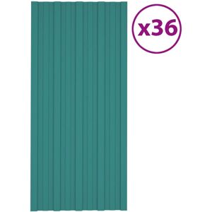 vidaXL Takplater 36 stk grønn 100x45 cm galvanisert stål