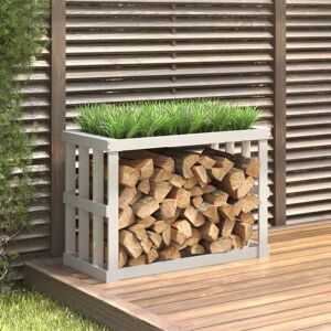 vidaXL Utendørs vedstativ hvit 108x52x74 cm heltre furu