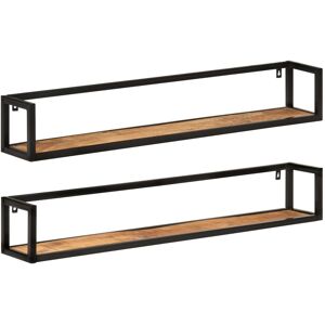 vidaXL Vegghyller 2 stk 110x17x17 cm heltre mango og jern