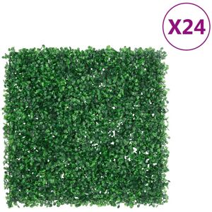 vidaXL Gjerde med kunstige buskblader 24 stk grønn 50x50 cm