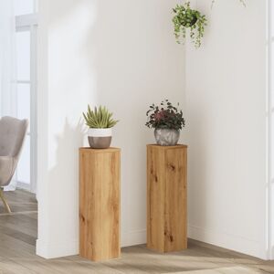 vidaXL Plantestativer 2 stk artisan eik 17x17x60 cm konstruert tre