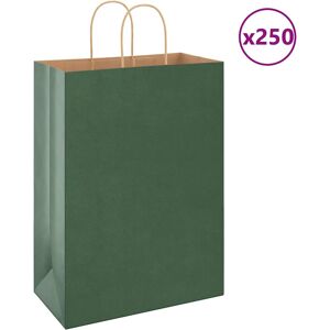 vidaXL Papirposer 250 stk med håndtak grønn 32x17x44 cm