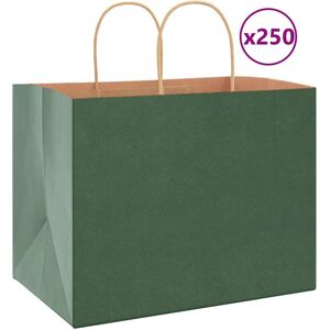 vidaXL Papirposer 250 stk med håndtak grønn 32x22x24 cm