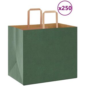 vidaXL Papirposer 250 stk med håndtak grønn 32x22x28 cm