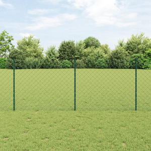 vidaXL Kjedegjerde med 10 U-poster Grønn 1x10 m Stål