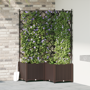 vidaXL Hagepotte med Trellis 3 stk Brun 80x80x143 cm