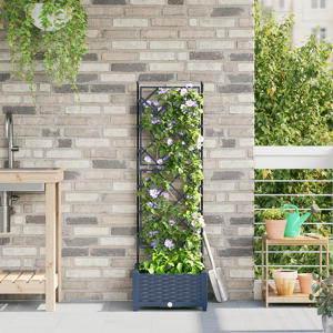 vidaXL Hagepotte med Trellis Grå 40x40x125.5 cm